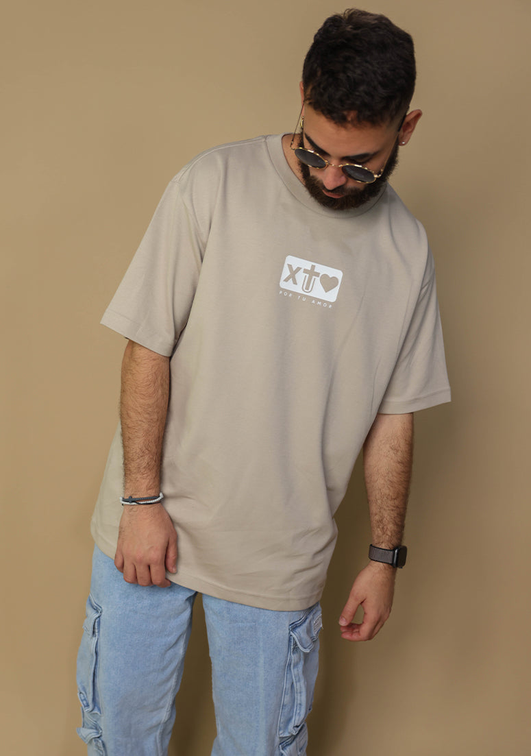 X Tu Amor soy Redimido Lite Sand Oversized Tee