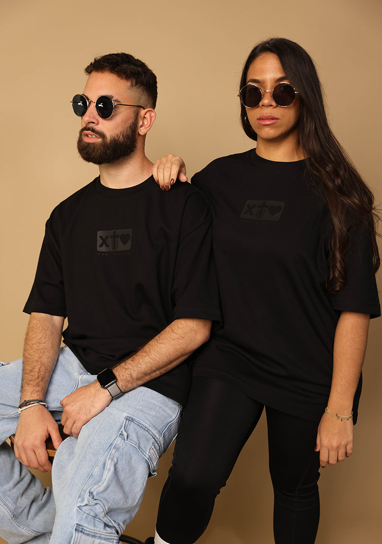 X Tu Amor soy Redimido Carbon Black Oversized Tee