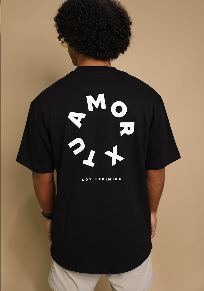 X Tu Amor soy Redimido Black Night Oversized Tee