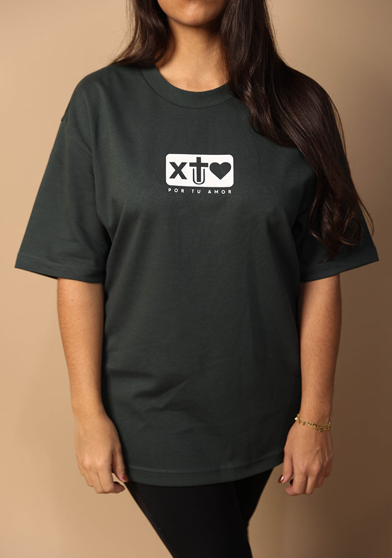 X Tu Amor soy Redimido Pine Green Oversized Tee