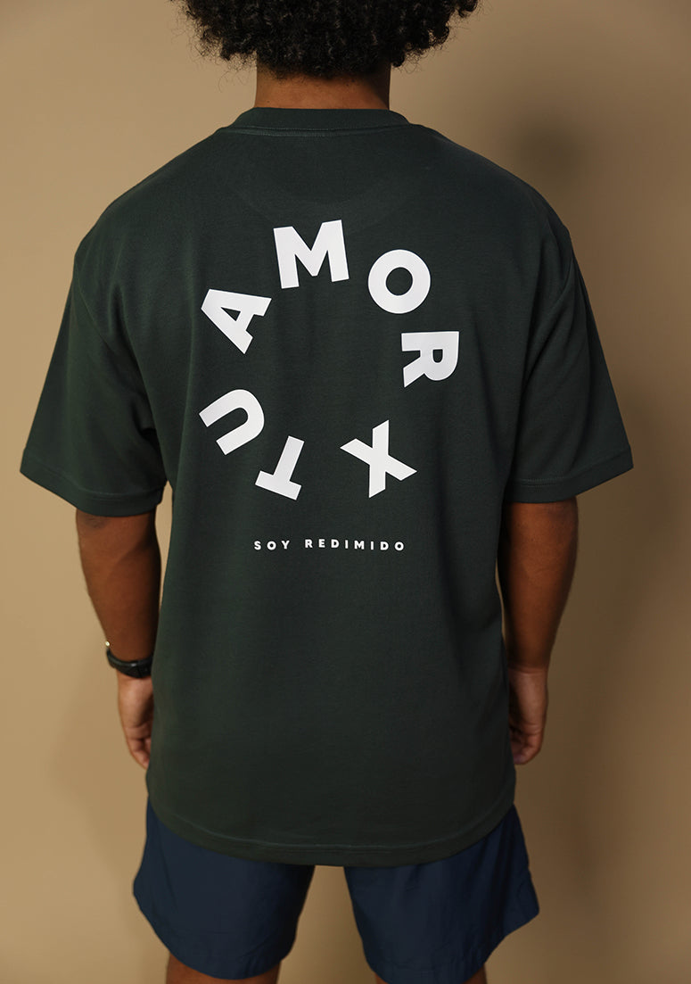 X Tu Amor soy Redimido Pine Green Oversized Tee