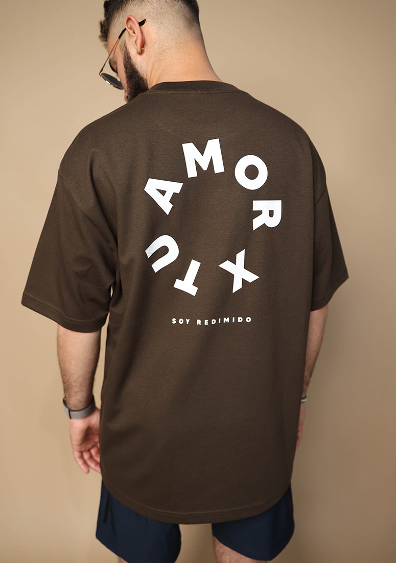 X Tu Amor soy Redimido Dark Coffee Oversized Tee