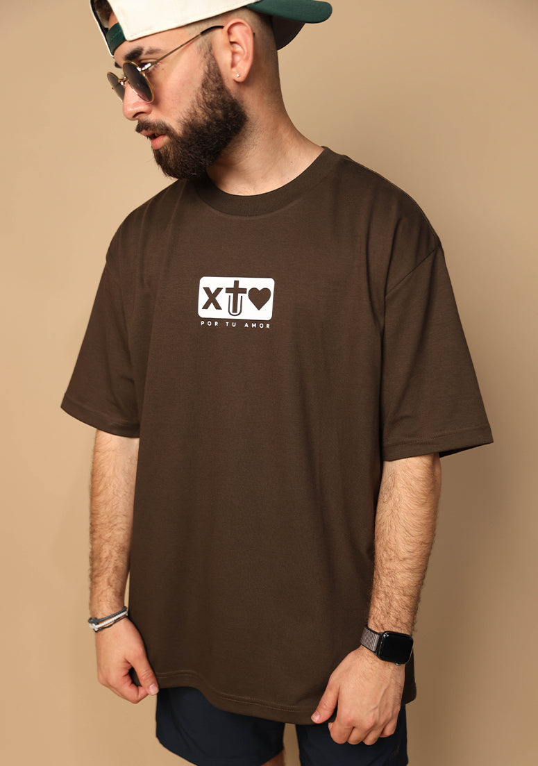 X Tu Amor soy Redimido Dark Coffee Oversized Tee