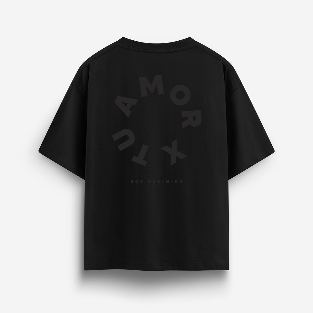 X Tu Amor soy Redimido Carbon Black Oversized Tee