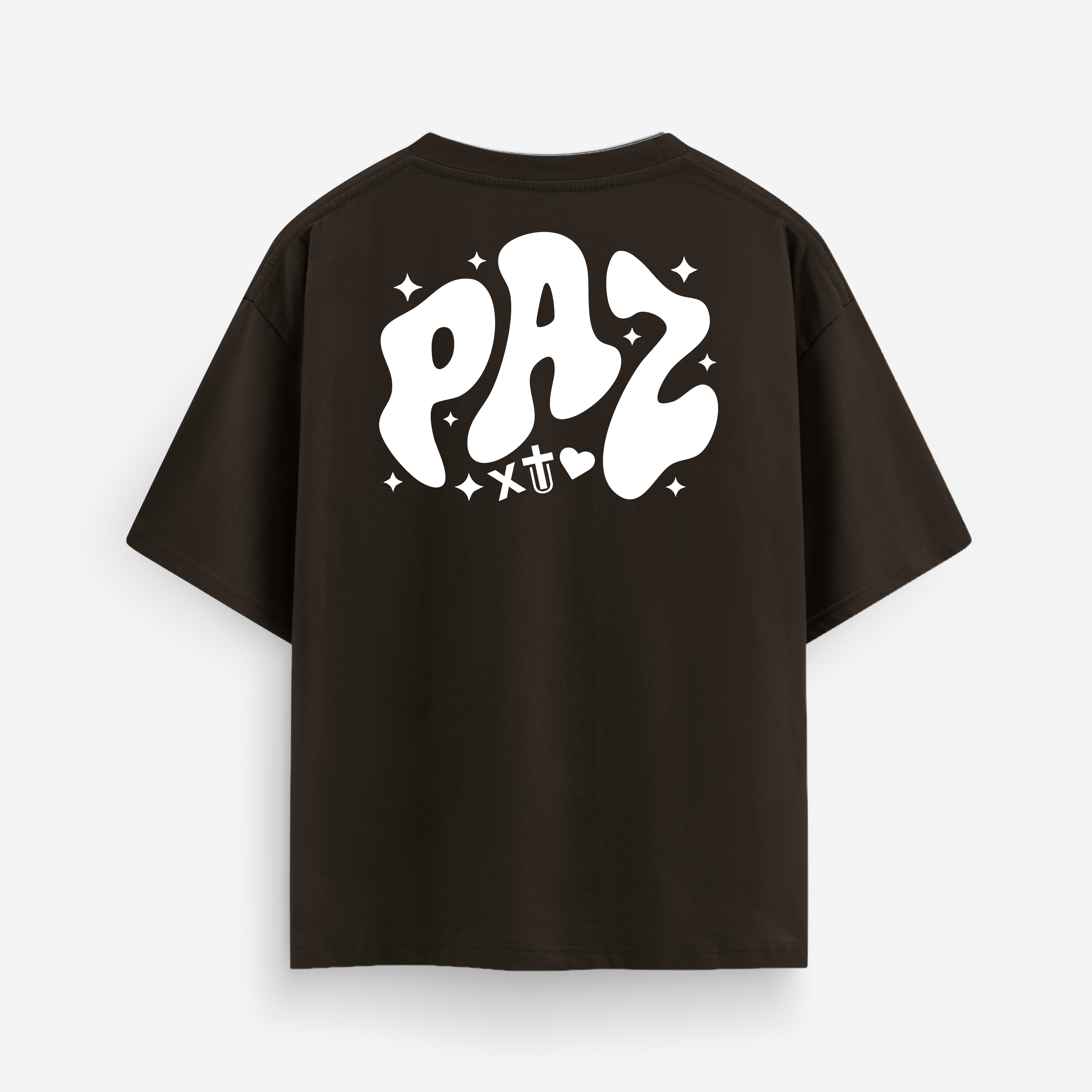 X Tu Amor Tengo PAZ - Dark Coffee Oversized Tee Main image