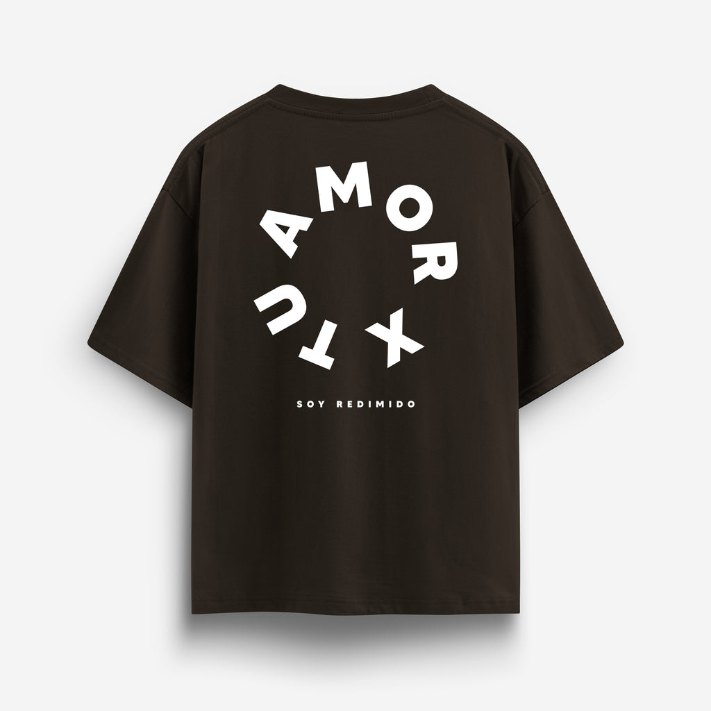 X Tu Amor soy Redimido Dark Coffee Oversized Tee