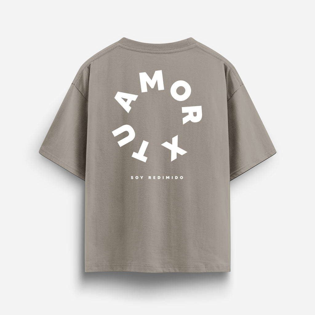 X Tu Amor soy Redimido Lite Sand Oversized Tee