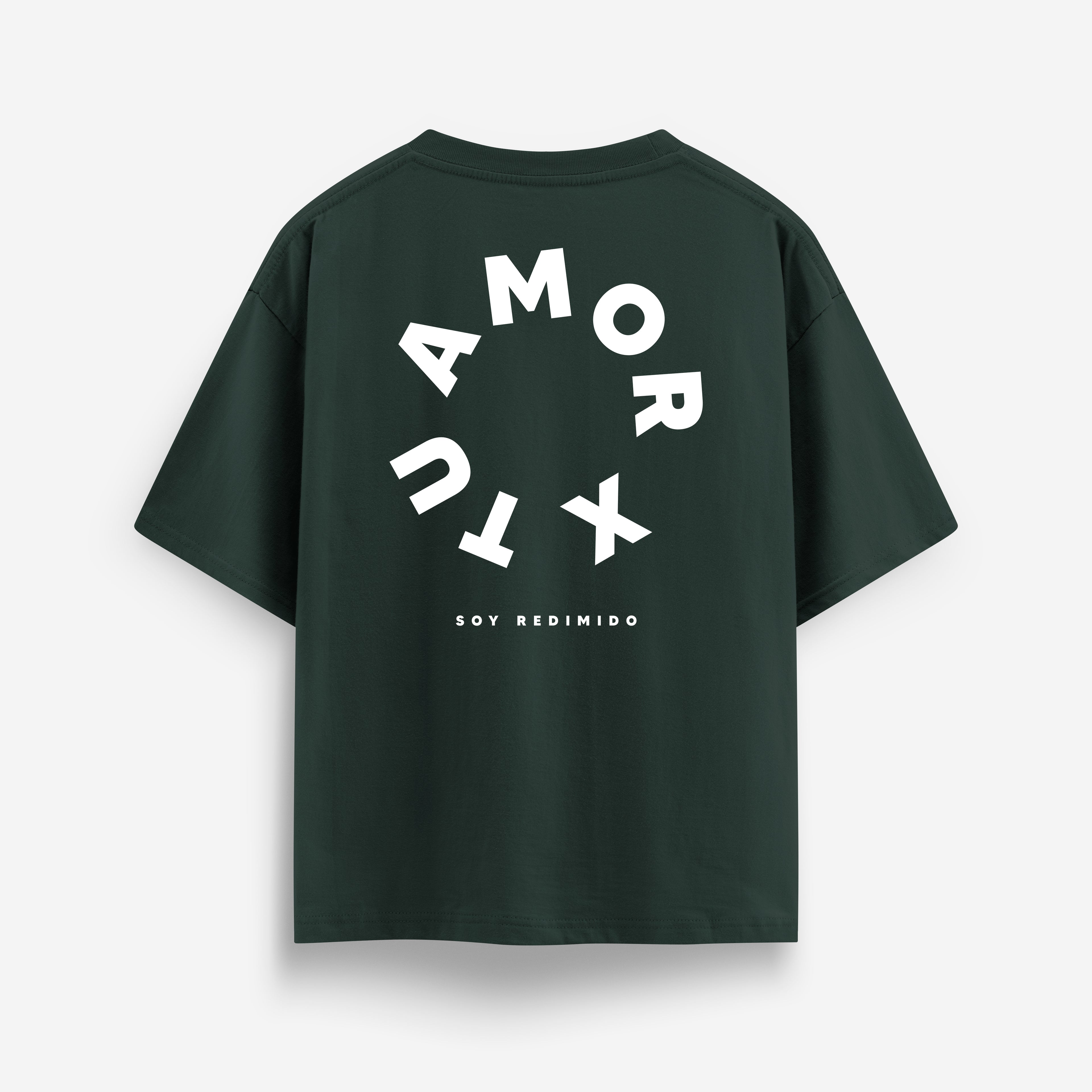 X Tu Amor soy Redimido Pine Green Oversized Tee