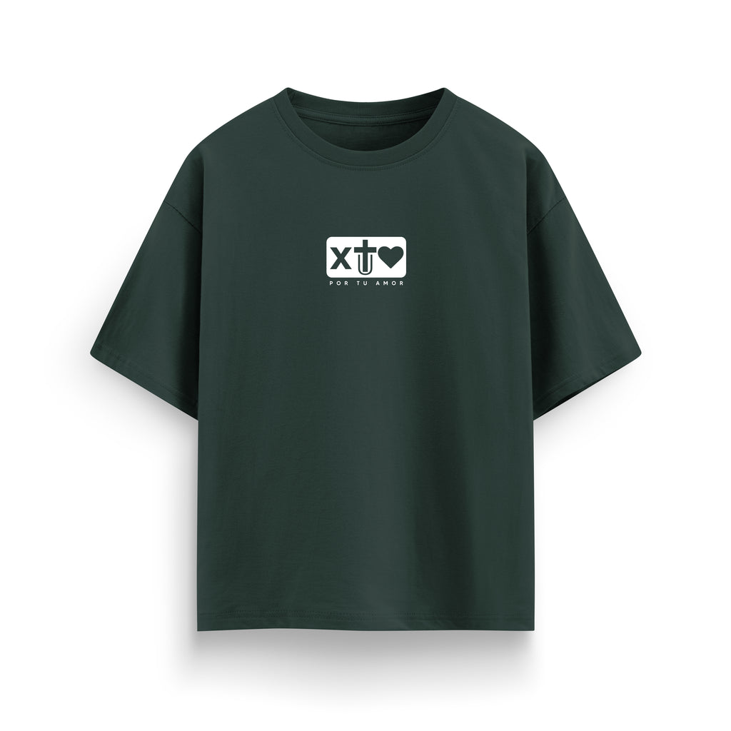 X Tu Amor soy Redimido Pine Green Oversized Tee